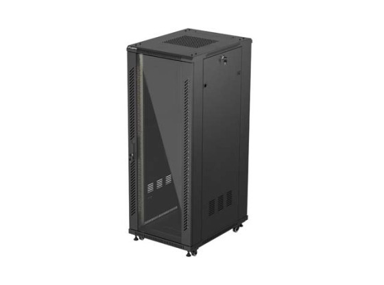 RACKSCHRANK 19" FREISTEHEND 32U/600X800 (FLAT PACK) MIT GLASTÜR SCHWARZ LANBERG