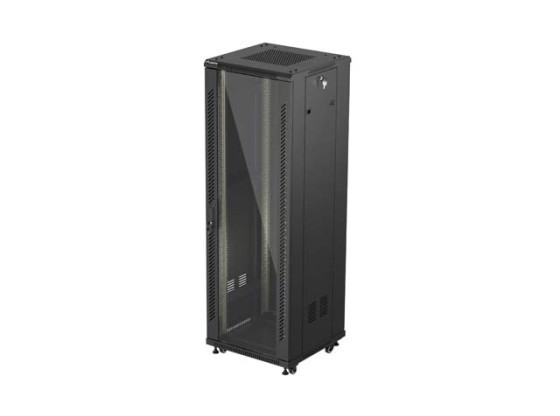 RACKSCHRANK 19" FREISTEHEND 37U/600X600 (FLAT PACK) MIT GLASTÜR SCHWARZ LANBERG