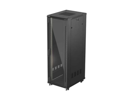 RACKSCHRANK 19" FREISTEHEND 37U/600X800 (FLAT PACK) MIT GLASTÜR SCHWARZ LANBERG