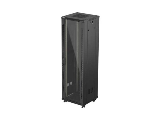 RACKSCHRANK 19" FREISTEHEND 42U/600X600 (FLAT PACK) MIT GLASTÜR SCHWARZ LANBERG
