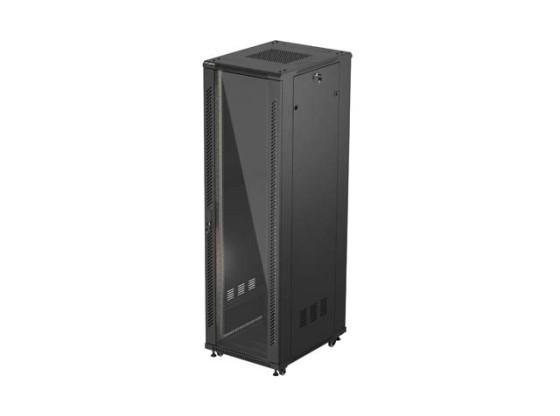 RACKSCHRANK 19" FREISTEHEND 42U/600X800 (FLAT PACK) MIT GLASTÜR SCHWARZ LANBERG