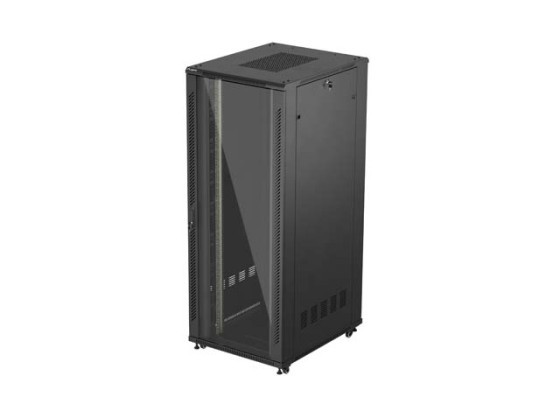 RACKSCHRANK 19" FREISTEHEND 42U/800X1000 (FLAT PACK) MIT GLASTÜR SCHWARZ LANBERG