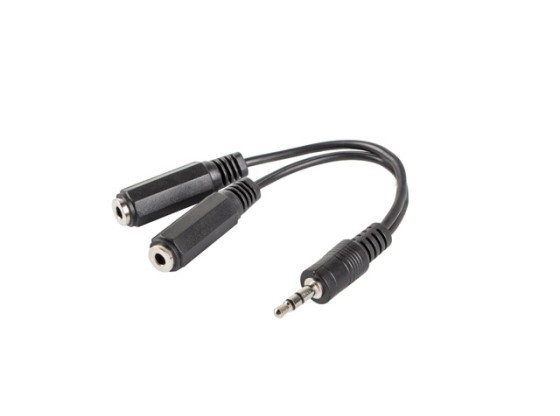 MINIKLINKE 3.5MM(M) 3PIN->2X MINIKLINKE 3.5MM(F) 3PIN ADAPTERKABEL 10CM SCHWARZ LANBERG