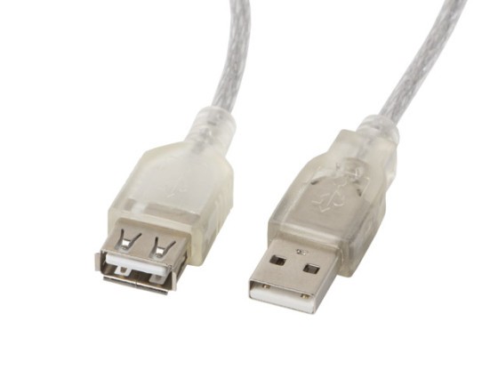 USB-A M/F 2.0 KABEL 1.8M TRANSPARENT FERRITE LANBERG