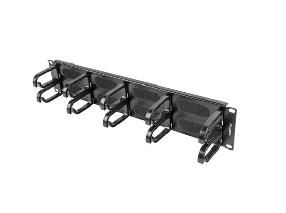19" KABELMANAGEMENT BÜRSTENPLATTE 10 RINGE TYP B 2U SCHWARZ LANBERG