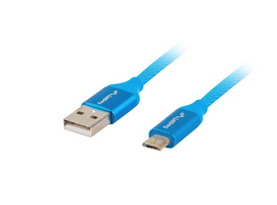USB MICRO(M)-&gt;USB-A(M) 2.0 KABEL 1.8M BLAU PREMIUM QC 3.0 LANBERG