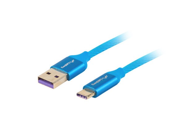 USB-C(M)-&gt;USB-A(M) 2.0 KABEL 1M BLAU PREMIUM 5A LANBERG