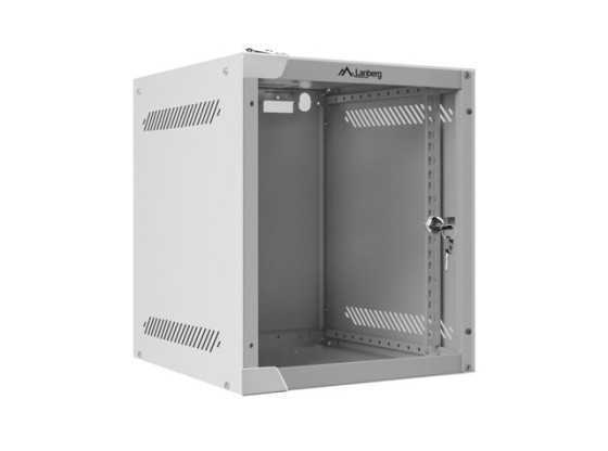 RACKSCHRANK 10" WANDMONTAGE 6U/280X310 (FLAT PACK) MIT GLASTÜR GRAU LANBERG
