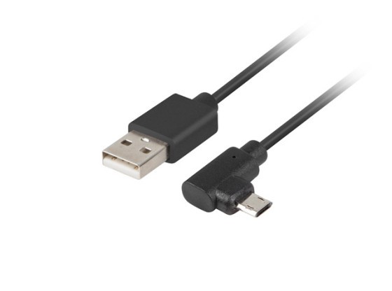 USB MICRO(M)-&gt;USB-A(M) 2.0 KABEL 1.8M GEWINKELT LINKS/RECHTS MICRO EASY-USB SCHWARZ LANBERG