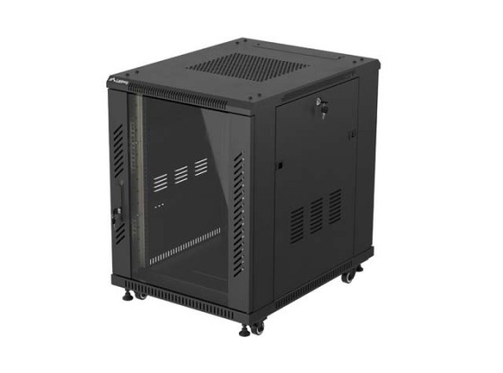 EINBAURACK 19" 15U 600X800 SCHWARZ LANBERG GLAS TÜR (FLAT PACK)