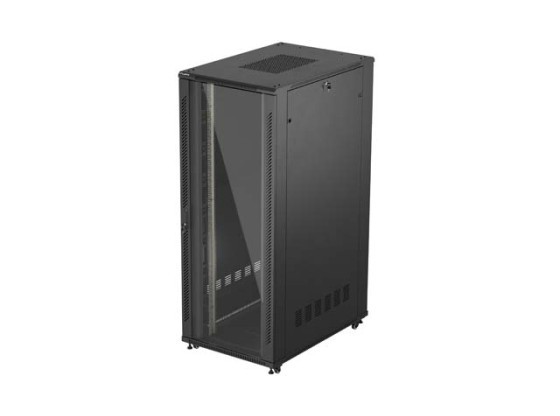 RACKMOUNT INSTALLATIONSSCHRANK 19" 42U 800X1200 SCHWARZ GLAS TÜR LANBERG (FLAT PACK)