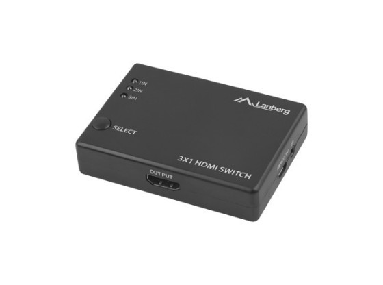 SWITCH VIDEO LANBERG 3X HDMI SCHWARZ + MICRO USB PORT + FERNBEDIENUNG