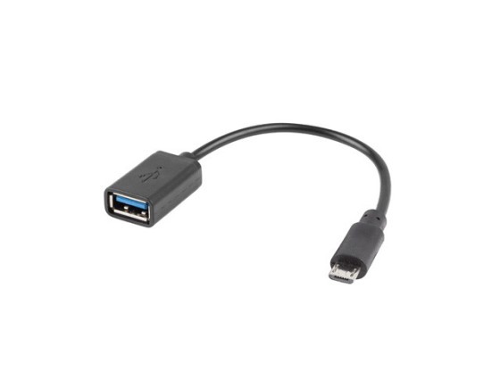 USB MICRO(M) 2.0-&gt;USB-A(F) ADAPTER 15CM OTG SCHWARZ LANBERG