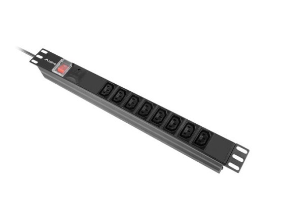 STROMVERTEILUNGSEINHEIT (PDU) 19" LANBERG 1U 16A 2M 8X IEC C13 STECKDOSEN SCHWARZ C20