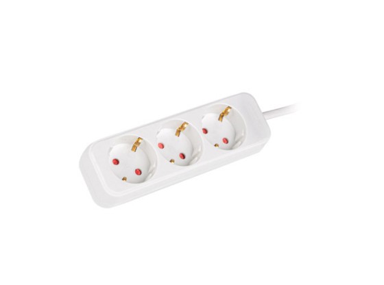 STECKDOSENLEISTE LANBERG 1,5M 3X SCHUKO-STECKDOSEN QUALITÄTS-KUPFERKABEL WEISS