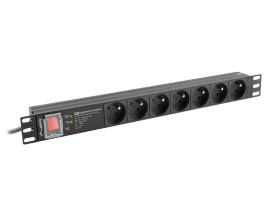 STROMVERTEILUNGSEINHEIT (PDU) PRO 19" LANBERG 1U 16A 2M 7X FRANZÖSISCHE AUSGÄNGE SPD-3MP SCHWARZ