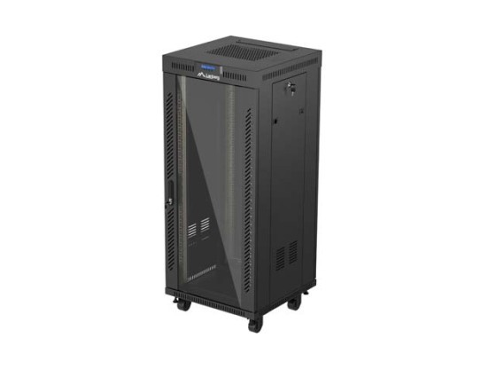 RACKSCHRANK 19" FREISTEHEND 27U/600X600 (FLAT PACK) MIT GLASTÜR LCD SCHWARZ LANBERG V2