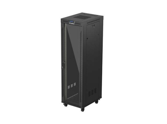 RACKSCHRANK 19" FREISTEHEND 42U/600X800 (FLAT PACK) MIT GLASTÜR LCD SCHWARZ LANBERG V2
