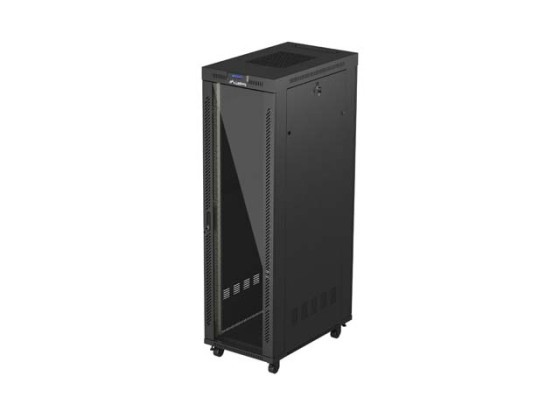RACKSCHRANK 19" FREISTEHEND 42U/600X1000 (FLAT PACK) MIT GLASTÜR LCD SCHWARZ LANBERG V2