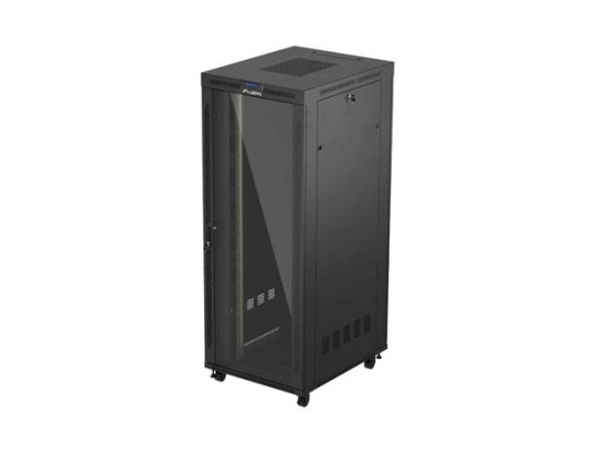 RACKSCHRANK 19" FREISTEHEND 42U/800X1000 (FLAT PACK) MIT GLASTÜR LCD SCHWARZ LANBERG V2