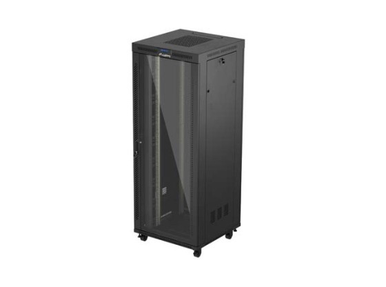 RACKSCHRANK 19" FREISTEHEND 42U/800X800 (FLAT PACK) MIT GLASTÜR LCD SCHWARZ LANBERG V2