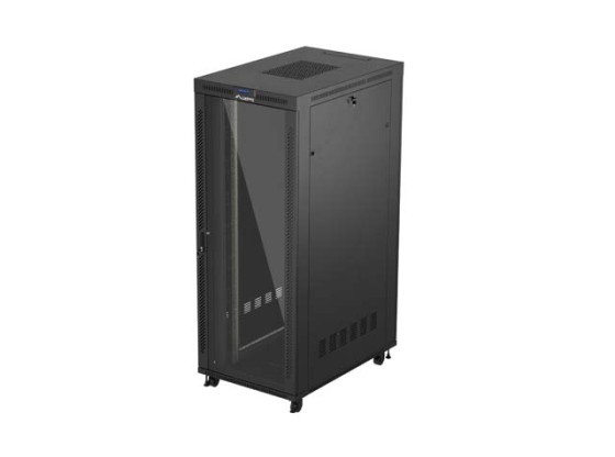 RACKSCHRANK 19" FREISTEHEND 42U/800X1200 (FLAT PACK) MIT GLASTÜR LCD SCHWARZ LANBERG V2