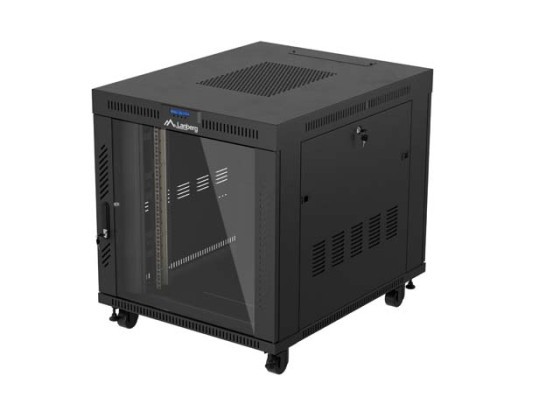 RACKSCHRANK 19" FREISTEHEND 15U/800X1000 (FLAT PACK) MIT GLASTÜR LCD SCHWARZ LANBERG V2