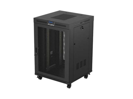 RACKSCHRANK 19" FREISTEHEND 22U/800X800 (FLAT PACK) SCHWARZ MIT GLASTÜR LCD LANBERG V2