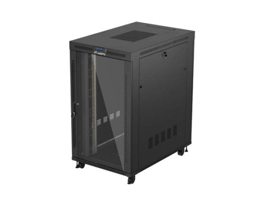 RACKSCHRANK 19" FREISTEHEND 27U/800X1200 (FLAT PACK) MIT GLASTÜR LCD SCHWARZ LANBERG