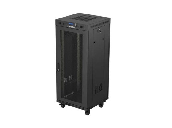 RACKSCHRANK 19" FREISTEHEND 27U/600X600 (FLAT PACK) MIT NETZTÜR LCD SCHWARZ LANBERG V2