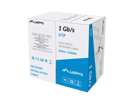 LAN KABEL 1GB/S 305M SOLID CCA BLAU LANBERG