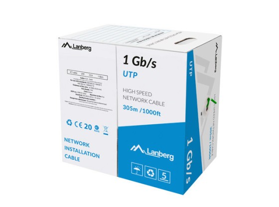 LAN KABEL 1GB/S 305M SOLID CCA GRÜN LANBERG