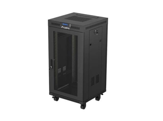 RACKSCHRANK 19" FREISTEHEND 22U/600X600 (FLAT PACK) MIT NETZTÜR LCD SCHWARZ LANBERG V2