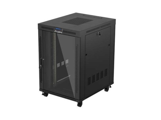 RACKMOUNT INSTALLATIONSSCHRANK 19" 22U 800X1000 SCHWARZ GLAS TÜR LCD LANBERG (FLAT PACK) V2