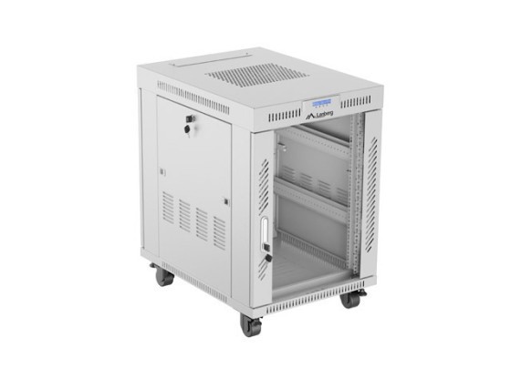 EINBAURACK 19" 15U 600X800 GRAU GLASTÜR LCD LANBERG (FLAT PACK) V2