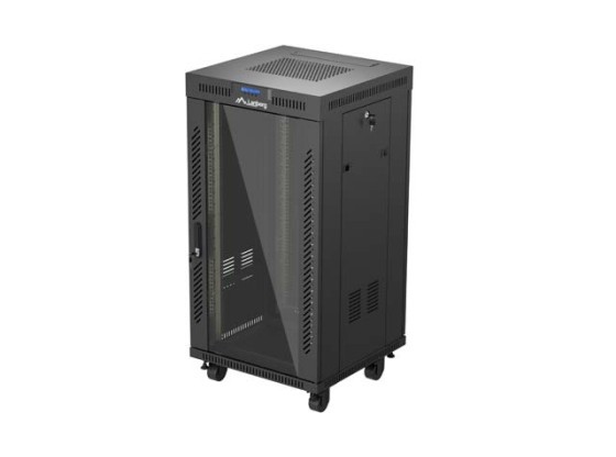 EINBAURACK 19" 22U 600X600 SCHWARZ LANBERG GLAS TÜR (FLAT PACK) V2