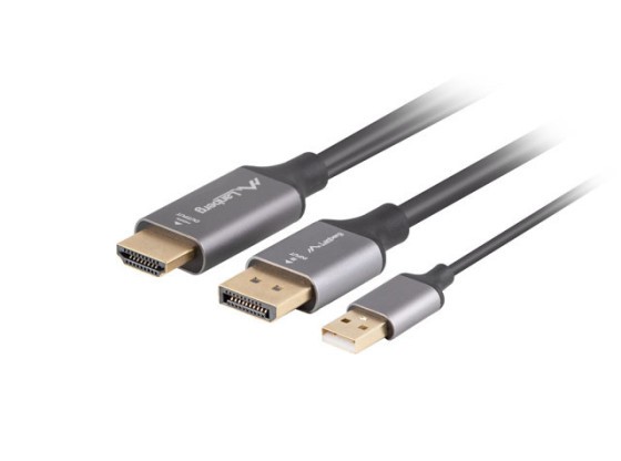 HDMI(M)->DISPLAYPORT(M) KABEL 1M 4K SCHWARZ LANBERG