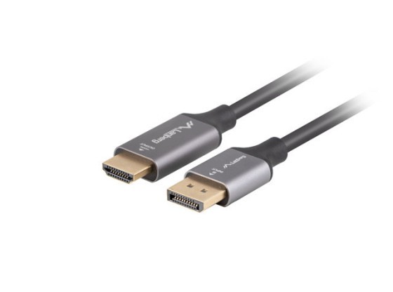DISPLAYPORT(M) ->HDMI(M) KABEL 1.8M 4K SCHWARZ/SILBERN LANBERG