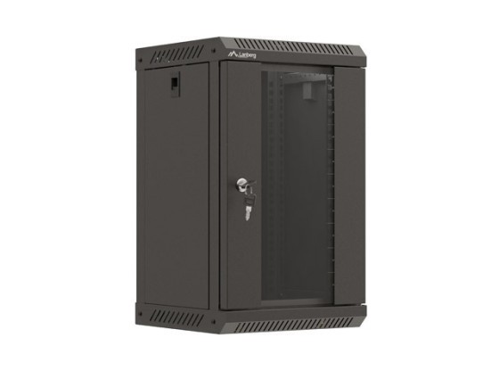 EINBAURACK 10" 9U 300X300 SCHWARZ GLASTÜR LANBERG (FLAT PACK)