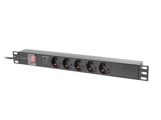 STECKDOSENLEISTE RACK PDU 19" LANBERG 1U 16A 5X 230V SCHUKO 2M SCHWARZ