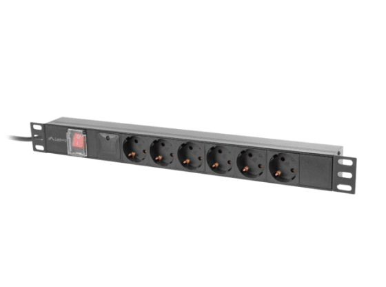 STECKDOSENLEISTE RACK PDU 19" LANBERG 1U 16A 6X 230V SCHUKO 2M SCHWARZ