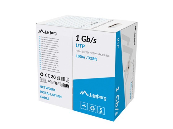 LAN UTP KABEL 1GB/S 100M DRAHT CCA GRAU LANBERG