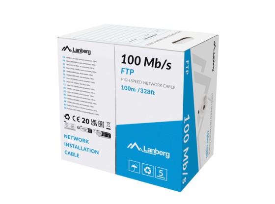 LAN FTP KABEL 100MB/S 100M DRAHT CCA GRAU LANBERG