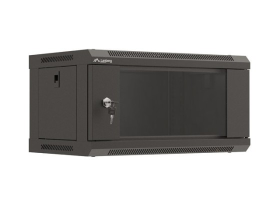 EINBAURACK 19" 4U 540X350 SCHWARZ GLASTÜR LANBERG (FLAT PACK)