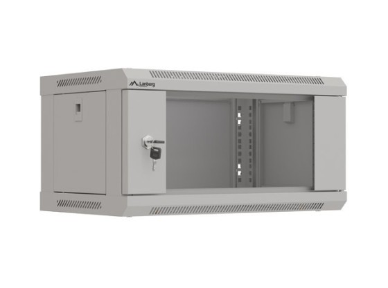 EINBAURACK 19" 4U 540X350 GRAU GLASTÜR LANBERG (FLAT PACK)