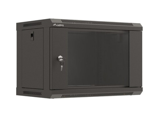 EINBAURACK 19" 6U 540X350 SCHWARZ GLASTÜR LANBERG (FLAT PACK)