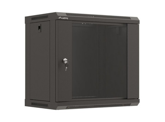 EINBAURACK 19" 9U 540X350 SCHWARZ GLASTÜR LANBERG (FLAT PACK)