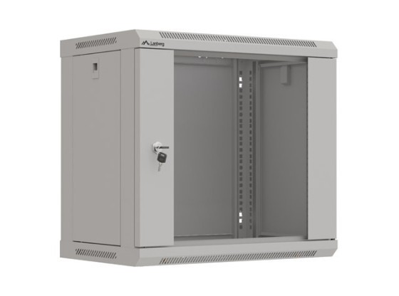 EINBAURACK 19" 9U 540X350 GRAU GLASTÜR LANBERG (FLAT PACK)