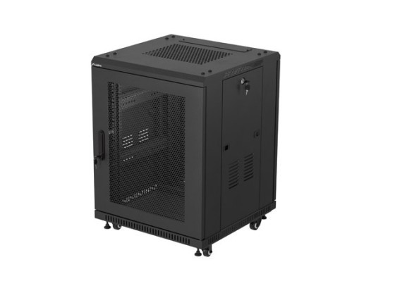 EINBAURACK 19" 15U 600X600 SCHWARZ PERFORIERTE TÜR LANBERG (FLAT PACK)