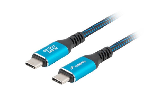 KABEL USB-C M/M USB4 0.5M 240W 8K 60HZ SCHWARZ-BLAU LANBERG